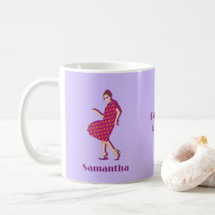Mug Retro Dancing Queen Purple Nom Personnalisé Cafe M