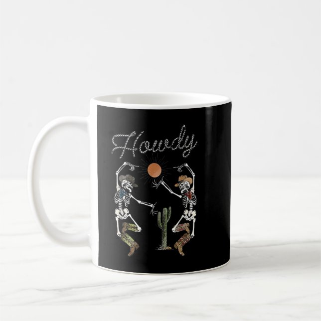 Mug Retro Desert Skeleton Dancing Cowboy Boots Casquet (Gauche)