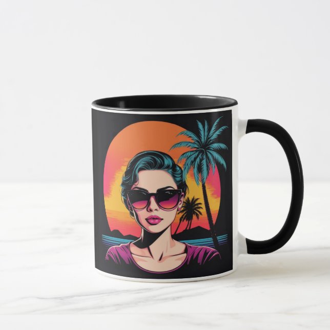 Mug Rétro design beauté avec lunettes de soleil (Droite)