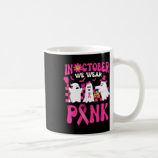 Mug Retro En Octobre Nous Portons Pink Wizard Ghosts B (Droite)
