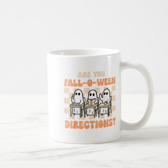 Mug Retro Êtes-Vous Tombé O Ween Directions Enseignant (Droite)