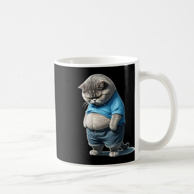 Mug Rétro Fat Kitten Tee Drôle Chat Fats Lolling (Droite)