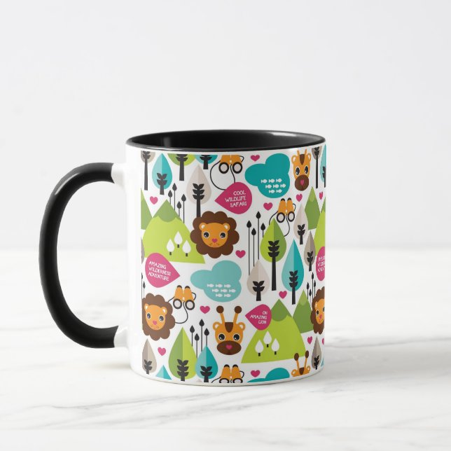 Mug rétro faune de lion de safari d'enfants (Gauche)