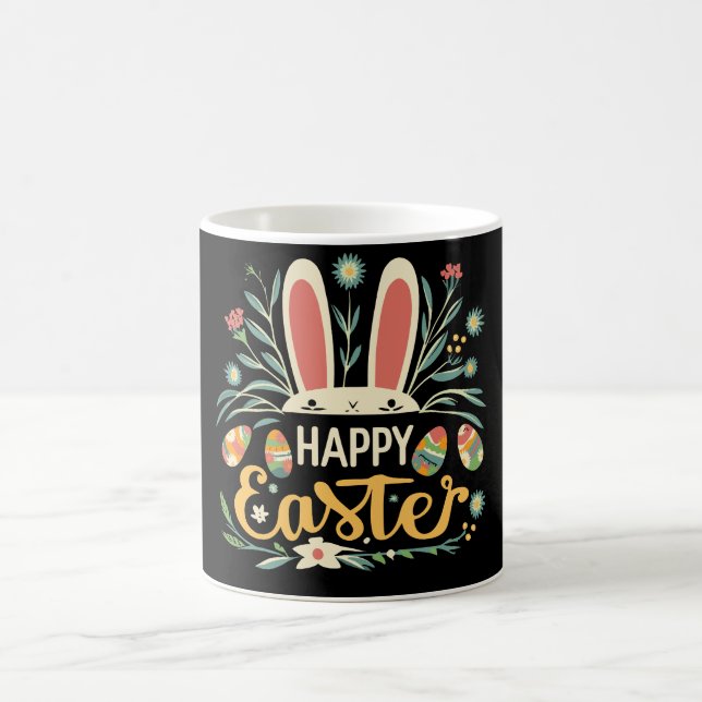 Mug Retro Floral Happy Easter Bunny Boho Spring (Centre)