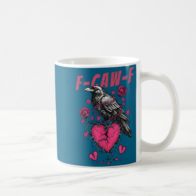 Mug Retro Floral Heart Raven F-caw-f Anti Valentin's D (Droite)