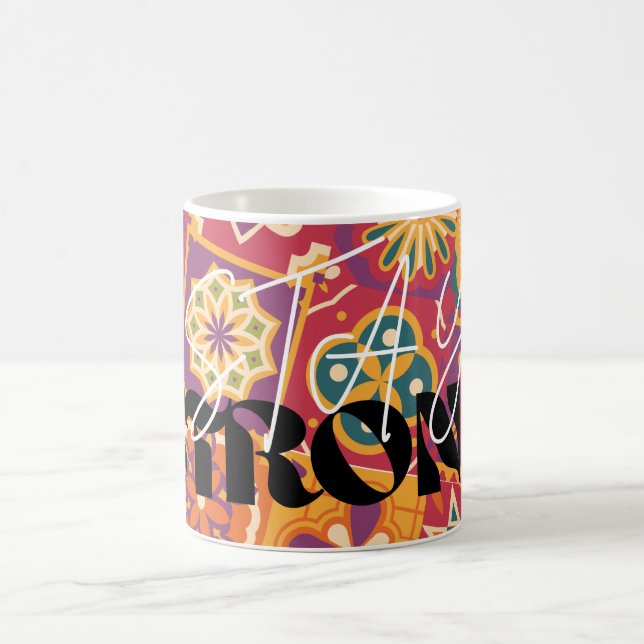 Mug Rétro floral patchwork des années 70 Restez fort​E (Centre)
