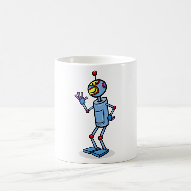 Mug Retro Futuristic Robot Character Waving (Créateur téléchargé)