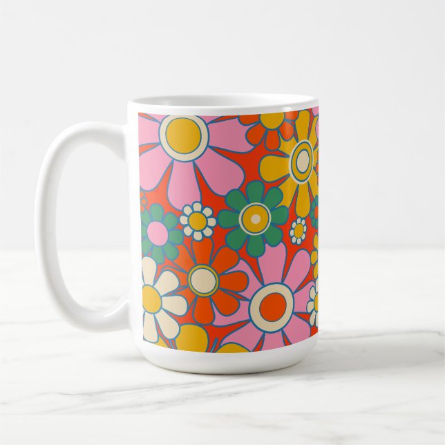 Mug Retro Garden Super années 60 les années 70 motif f (Gauche)
