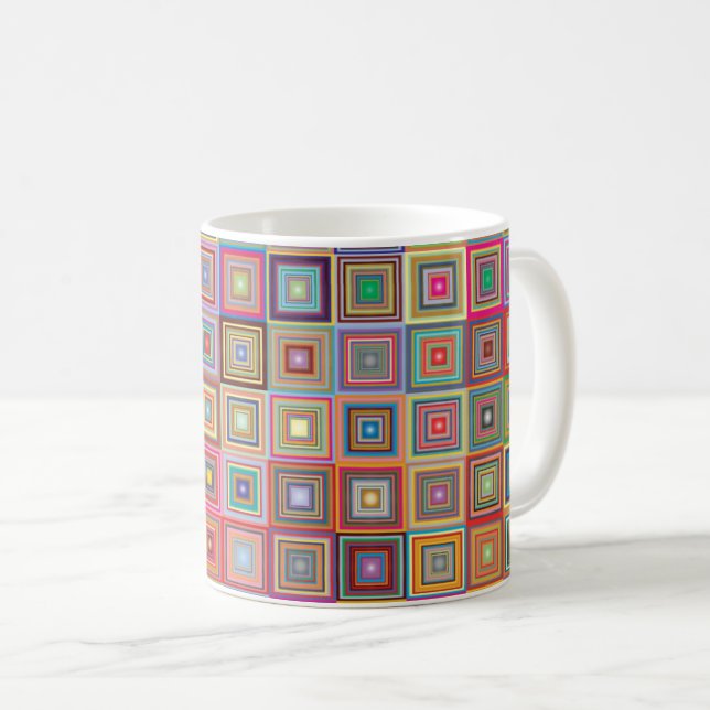 Mug Retro Geometric Square Tile Pattern (Devant droit)