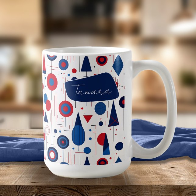 Mug Retro Géométrique Abstrait Pat#9 Navy Red ID1067 (Créateur téléchargé)