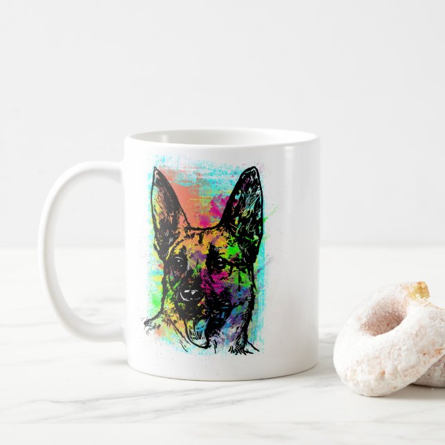 Mug Retro German Shepard (Avec donut)