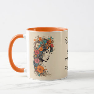Mug Retro Girl avec des fleurs dans ses cheveux