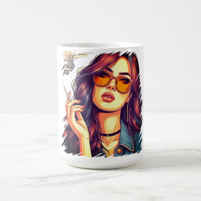Mug Retro Girl avec lunettes de soleil (Centre)
