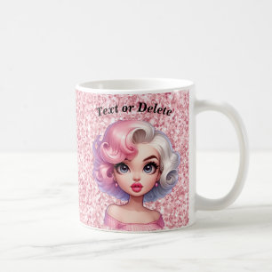 Mug Retro Glamor Girl Animée mignonne Cartoon Beauté