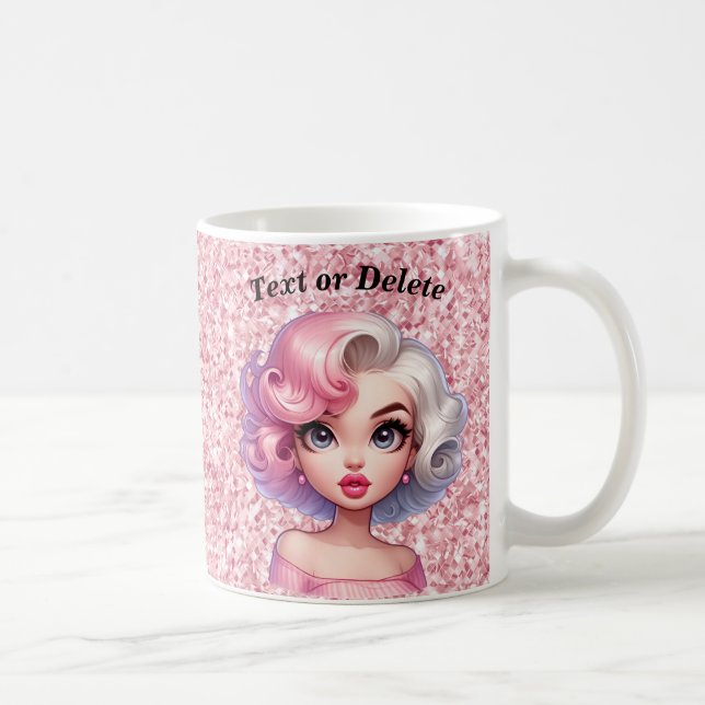 Mug Retro Glamor Girl Animée mignonne Cartoon Beauté (Droite)