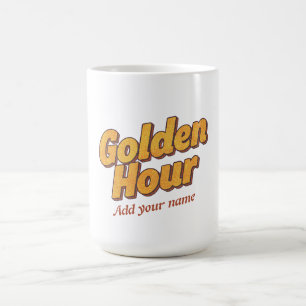 Mug Retro Golden Hour - Typographie Groovy Esthétique 