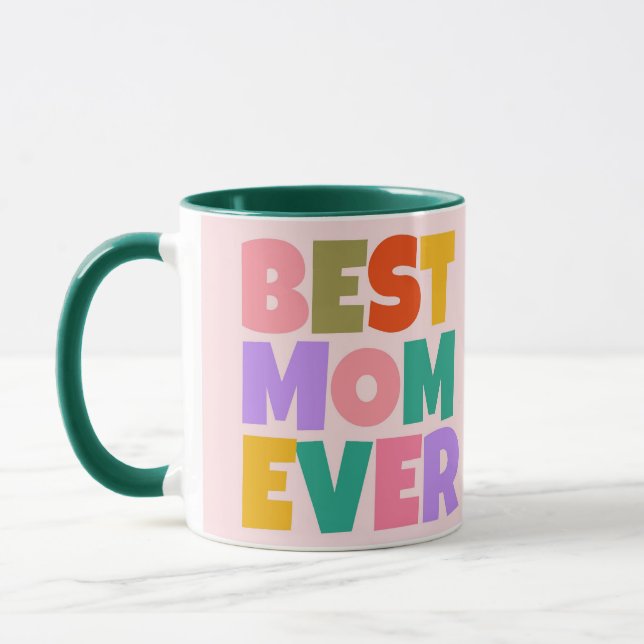 Mug Retro Green Pink Mothers Day Photo (Gauche)