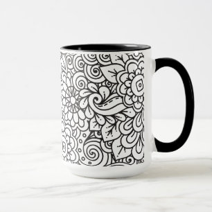 Mug Rétro griffonnage floral