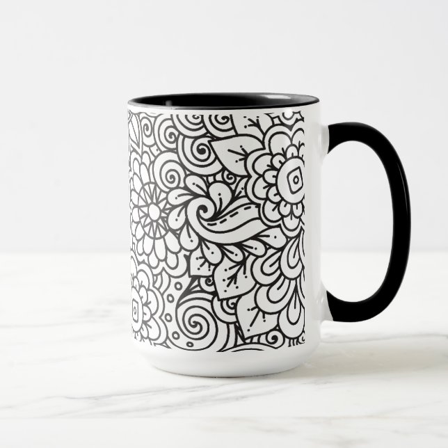 Mug Rétro griffonnage floral (Droite)