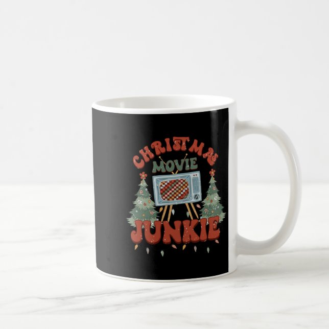 Mug Retro Groovy Christmas Movie Junkie Merry Xmas Tre (Droite)