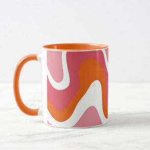 Mug Rétro Groovy Orange et Rose Ondulé
