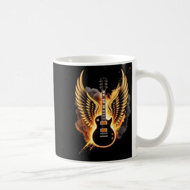 Mug Retro Guitar Wings Abstract Art Rock And Roll Musi (Droite)