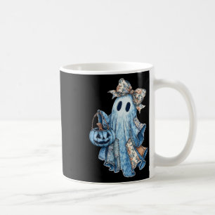 Mug Retro Halloween Blue Denim Ghost Éffrayant Ghost G