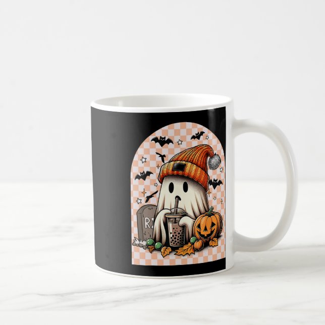 Mug Retro Halloween Cute Ghost Boire Citrouille de caf (Droite)