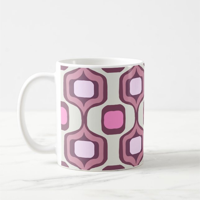 Mug Retro Hand Drawn Geometric Square Pattern Minimal  (Gauche)
