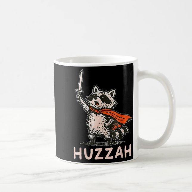 Mug Retro Huzzah Raccoon Knight Funny Sword Meme Quote (Droite)