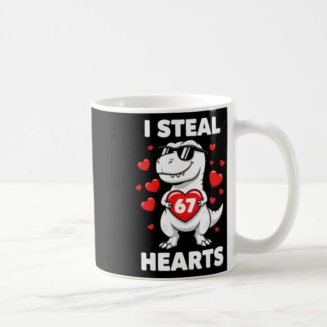 Mug Rétro Je vole 67 cœurs 67 Saint-Valentin Dinosaure (Droite)
