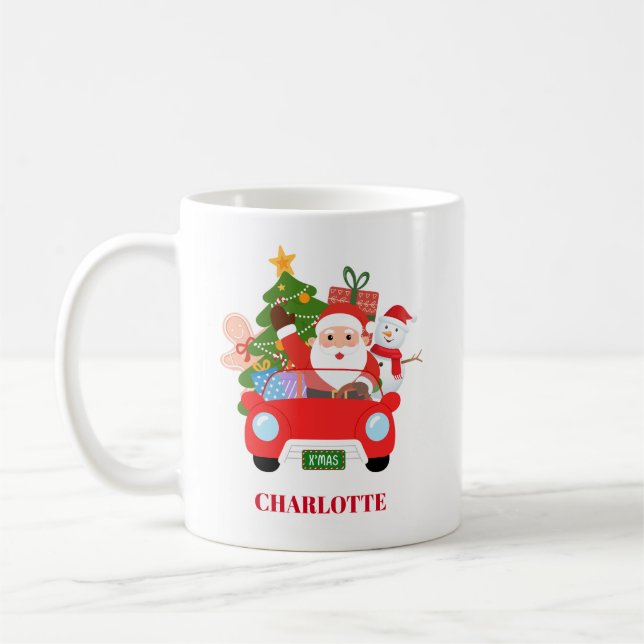 Mug Retro Jingle And Mingle Christmas Santa Red (Gauche)