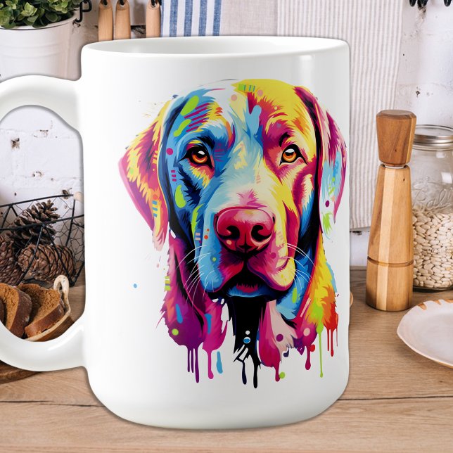 Mug Retro Labrador Retriever Pop Art Chien coloré (Créateur téléchargé)
