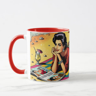Mug Retro Lady at Beach Daydreabout Fashion