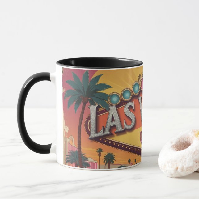 Mug Retro Las Vegas Lights (Avec donut)