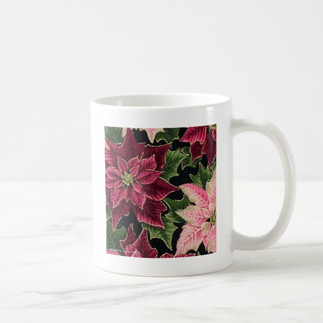 Mug Rétro les années 50 Poinsettia Bourgogne rose (Droite)
