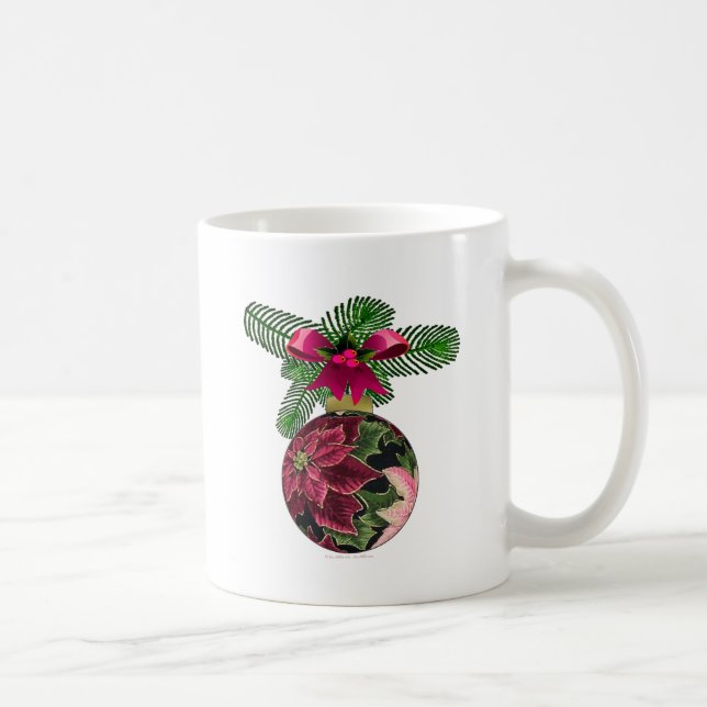 Mug Retro les années 50 Poinsettia Ornement Bourgogne (Droite)
