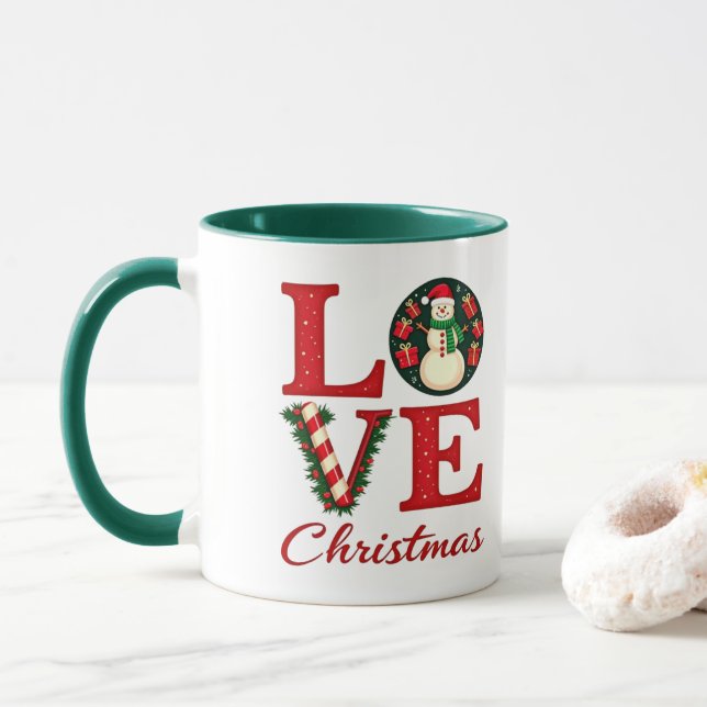 Mug Retro Love Christmas Magic Classic Café (Avec donut)