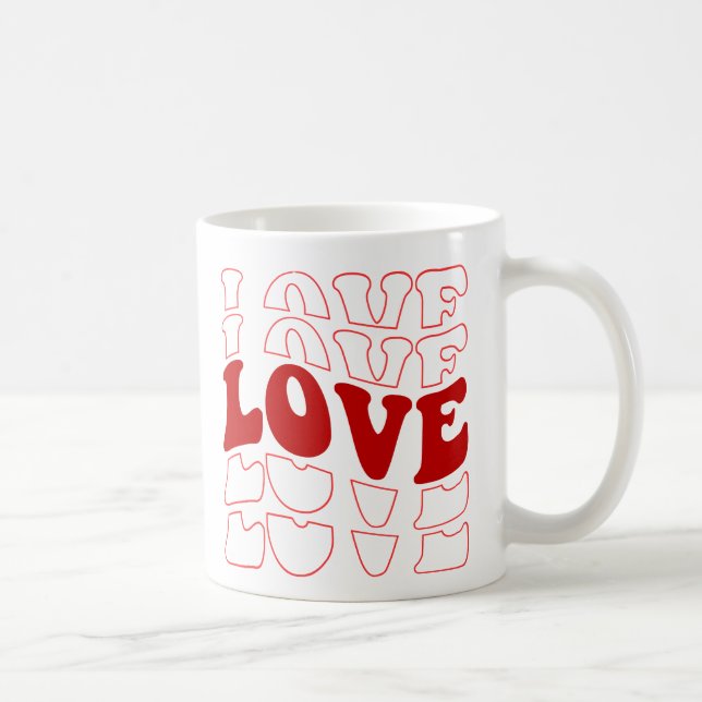 Mug "Retro LOVE Typographie Rouge Design (Droite)