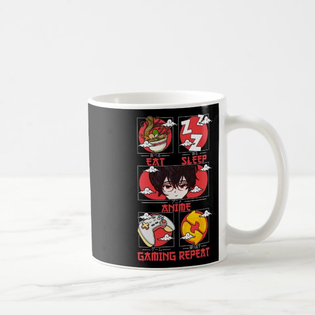 Mug Rétro Manger Dormir Anime Jeux Répéter Kawaii Anim (Droite)