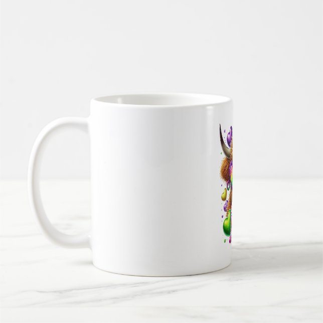 Mug Retro Mardi Gras, Vache des Highlands (Gauche)