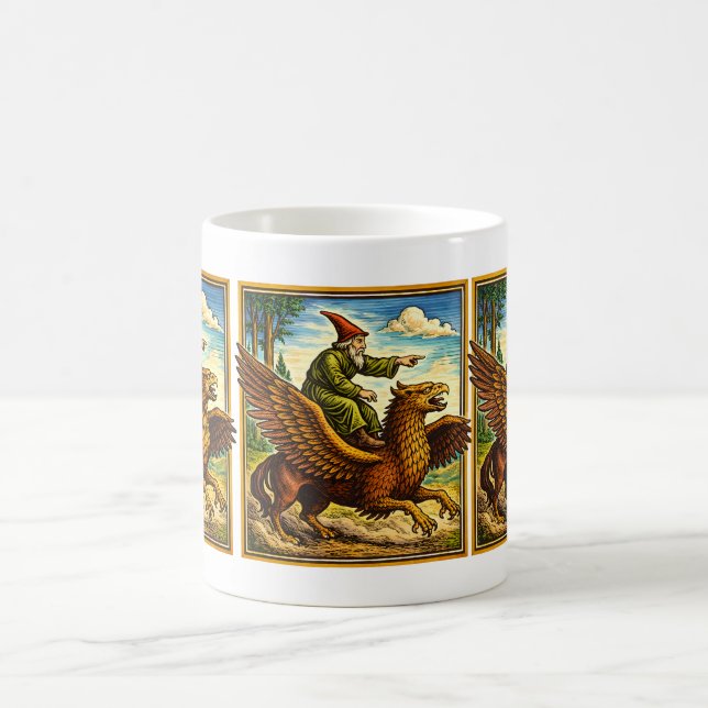 Mug Retro Medieval Snail Rider Fantasy Tee Postcard (Centre)