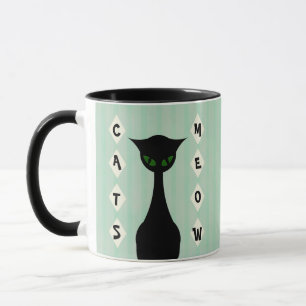 Mug Rétro Meow de chats Mi-Siècle-Moderne