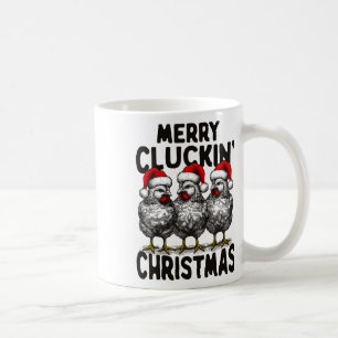 Mug Retro Merry Cluckin' Noël amusant poulet Père Noël