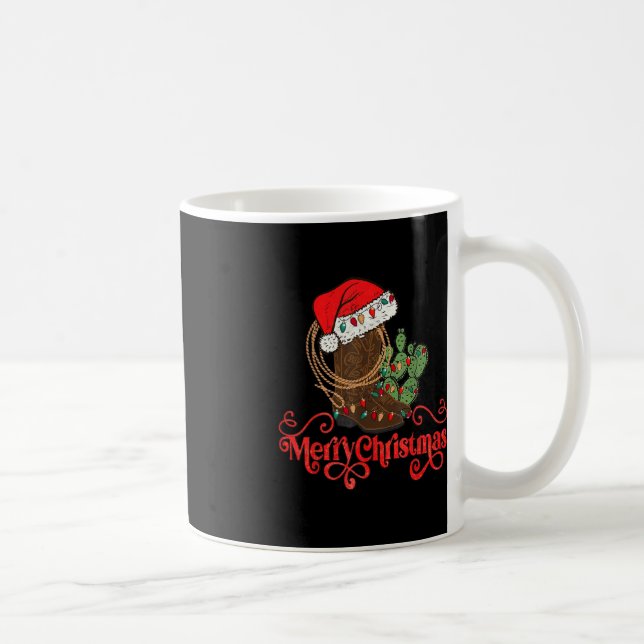 Mug Retro Merry Xmas Santa Hat Cowboy Botte Western Ch (Droite)