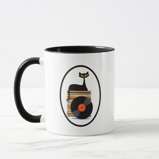 Mug Retro mid Century moderne chat noir avec bacelite (Gauche)