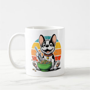 Mug Retro Mignonne French Bulldog Manger Céréale Pour