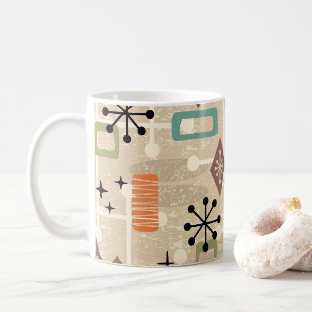 Mug Rétro Moderne Milieu du Siècle Abstrait Atomique (Avec donut)