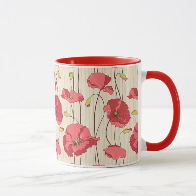 Mug Rétro motif de pavots (Droite)