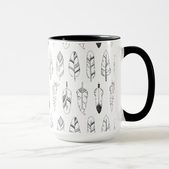Mug Rétro motif inspiré de plume (Droite)